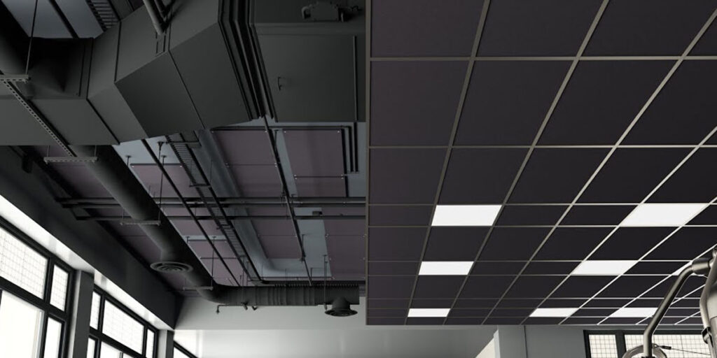 Black Fibre Glass Wool Acoustic Ceiling Tiles For Enhanced Productivity ...