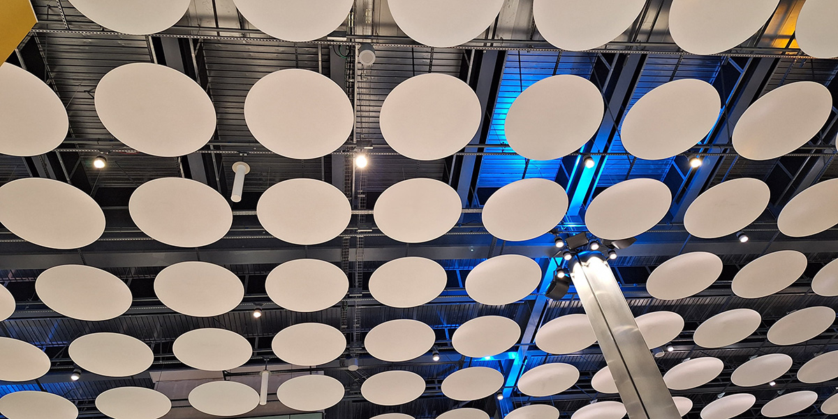 Air Travel Serenity_Acoustic Ceiling Clouds for Airport Terminals | Amazone By Furnitech | Suspended Acoustic Cloud Panels